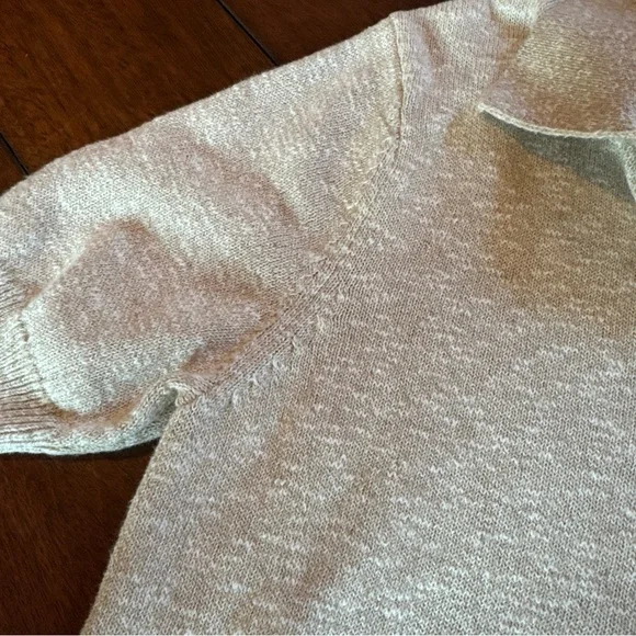 Jason Wu Mens Small Beige Sweater Short Sleeve Lightweight Quarter Zip Polo NWT - Picture 5 of 6